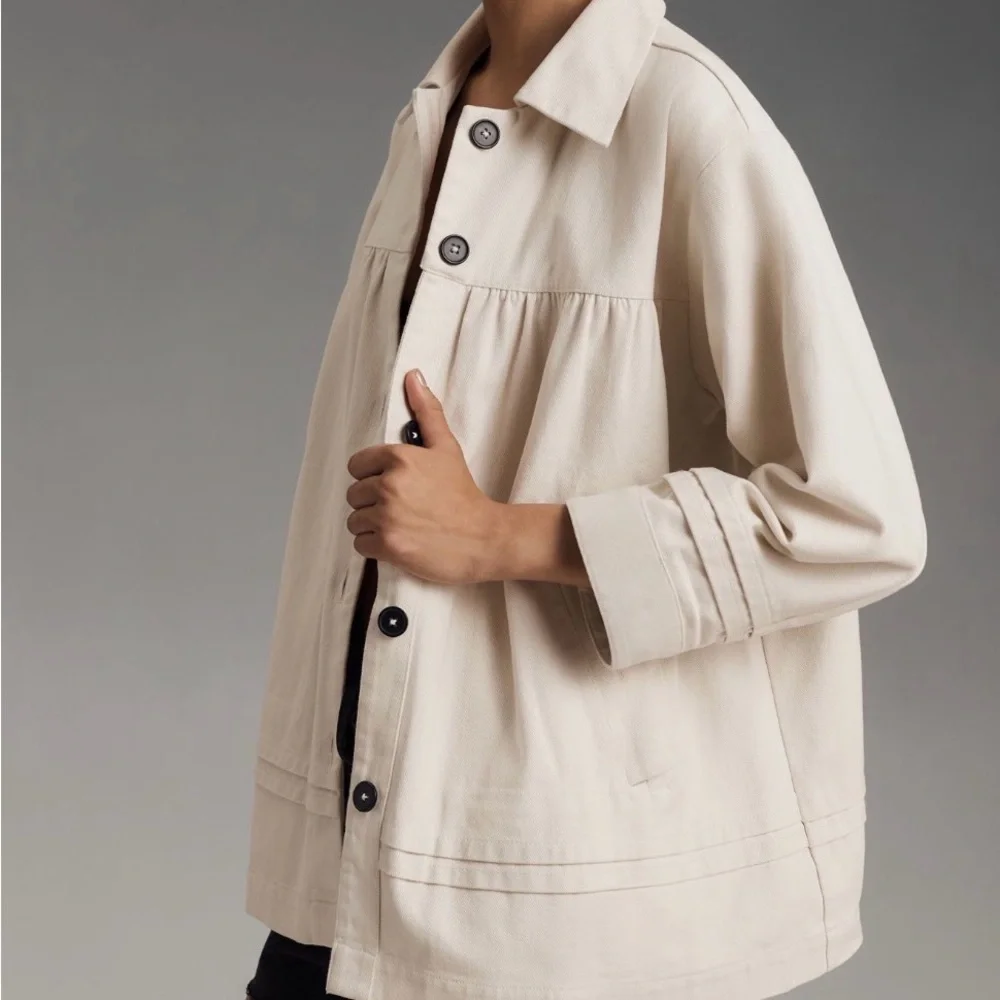 Anthropologie Maeve Cream Trench Coat. Swing Jacket. Size S - Picture 6 of 7